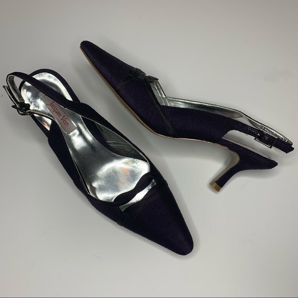 Jacques Vert Dark Purple Pointed Toe Slingback Ki… - image 1